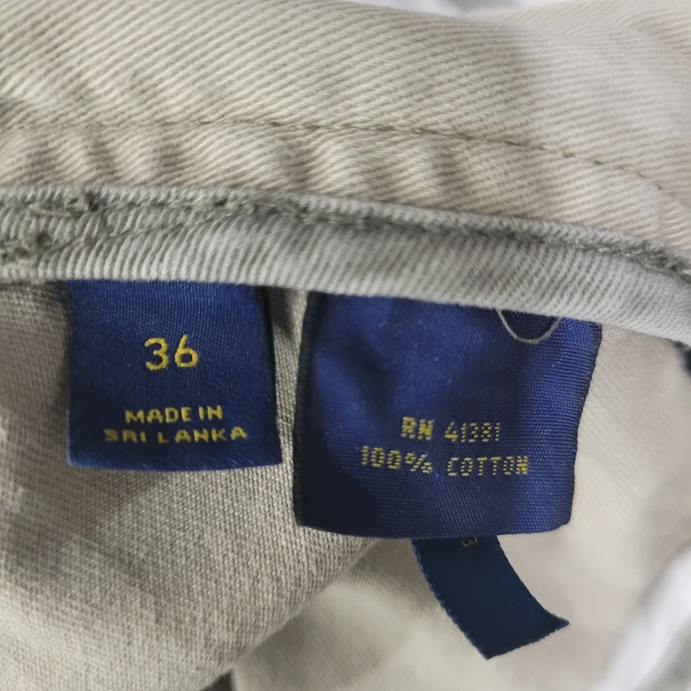 Polo Ralph Lauren Men's Khaki Cargo Shorts Classic‎ Fit Size 36 Cotton FLAW